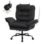 Bestier Criss Cross Chair with Flip-Up Armrests and Headrest, 135° Reclining Swivel Executive Chair with Side Pockets, Big and Tall Computer Desk Chair for Home Office Bedroom, Black Velvet