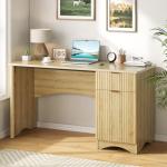 Bestier 47 inch Computer Desk with Drawer, Office Desk with File Cabinet, Modern Executive Desk Adjustable Shelves for Home Office Bedroom Study, Natual Oak