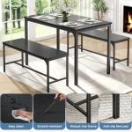 DUMOS Dining Table Set, Dining Table for 4 with Bench, Kitchen Table, Space-Saving Ideal 4-Person Set for Dining Room Kitchen Apartment Corner Black 3 Pack