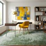 HQAYW 8x10 Large Area Rugs for Living Room, Abstract Washable Soft Modern Rugs, Non Slip Stain Resistant Easy Clean Indoor Carpet for Kids Nursery Dorm Bedroom Kitchen Office Home Decor, Green