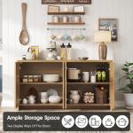 Vabches Fluted Buffet Cabinet with Storage, 3D Ripple Pattern Doors and Curved Edges, Modern Sideboard for Kitchen, Entryway, 4 Doors & Adjustable Shelf, Natural Wood, 57.9" W