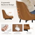 COLAMY Bar Stools Set of 4, 26" Swivel Counter Height Chairs with Back,Thick Padded Seat & Footrest,Modern Faux Leather Barstool for Kitchen Island,Dining Room,Pub,Brown