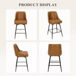 COLAMY Bar Stools Set of 4, 26" Swivel Counter Height Chairs with Back,Thick Padded Seat & Footrest,Modern Faux Leather Barstool for Kitchen Island,Dining Room,Pub,Brown