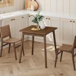 HOOBRO Bamboo Dining Table, Square Dining Table for 2, 27.6" Kitchen Table for Small Space, Writing Table, Easy to Assemble, for Dining Room, Living Room, Office, Kitchen, Apartment, Brown BR70CZ01G1