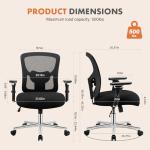 Sweetcrispy Big and Tall Office Desk Chair with Lumbar Support, 500lbs Heavy Duty Mesh Ergonomic Computer Chair with 4D Armrest and Wide Comfy Seat, Wheels for Adult