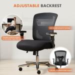 Sweetcrispy Big and Tall Office Desk Chair with Lumbar Support, 500lbs Heavy Duty Mesh Ergonomic Computer Chair with 4D Armrest and Wide Comfy Seat, Wheels for Adult