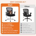 Sweetcrispy Big and Tall Office Desk Chair with Lumbar Support, 500lbs Heavy Duty Mesh Ergonomic Computer Chair with 4D Armrest and Wide Comfy Seat, Wheels for Adult