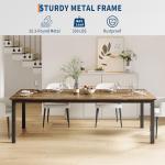 GarveeHome 70.8in Industrial Dining Table for 6, Wooden Long Dinner Table with Mortise Tenon Design, Kitchen Table with Sturdy Metal Legs, for Dining Room Home Office Living Room, Retro Brown