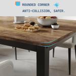 GarveeHome 70.8in Industrial Dining Table for 6, Wooden Long Dinner Table with Mortise Tenon Design, Kitchen Table with Sturdy Metal Legs, for Dining Room Home Office Living Room, Retro Brown