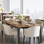 GarveeHome 70.8in Industrial Dining Table for 6, Wooden Long Dinner Table with Mortise Tenon Design, Kitchen Table with Sturdy Metal Legs, for Dining Room Home Office Living Room, Retro Brown