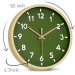 HIPPIH Wall Clock 2 Pack, 10 Inch Modern Wall Clocks Battery Operated, Non Ticking Silent Wall Clock, Simple Small Analog for Living Room, Bedroom, Kitchen, School, Office, Green