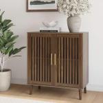 Smart FENDEE Sideboard Cabinet, 31.5" W Farmhouse Buffet Cabinet with Slatted Doors & Adjustable Shelf, Wood Coffee Bar Storage Station for Kitchen, Dining Room, Living Room, Entryway, Walnut Color