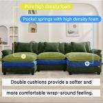 Oprisen 120" Modular Sectional Sofa, Comfy Cloud Couch Sectional Sofa with Ottoman, Chenille Sofa Sleeper Deep Seat Sofa with Throw Pillows for Living Room (Green, 120"- U Shape)