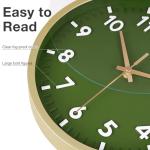 HIPPIH Wall Clock 2 Pack, 10 Inch Modern Wall Clocks Battery Operated, Non Ticking Silent Wall Clock, Simple Small Analog for Living Room, Bedroom, Kitchen, School, Office, Green