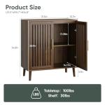 Smart FENDEE Sideboard Cabinet, 31.5" W Farmhouse Buffet Cabinet with Slatted Doors & Adjustable Shelf, Wood Coffee Bar Storage Station for Kitchen, Dining Room, Living Room, Entryway, Walnut Color
