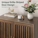 Smart FENDEE Sideboard Cabinet, 31.5" W Farmhouse Buffet Cabinet with Slatted Doors & Adjustable Shelf, Wood Coffee Bar Storage Station for Kitchen, Dining Room, Living Room, Entryway, Walnut Color