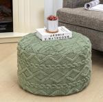 Poofieotto Round Pouf Ottoman Stuffed 20x12 Inches Floor Pouf Chair for Living Room Bedroom Modern Foam Pouf Ottoman Foot Rest for Couch Home Decor Pouffe Sage Green