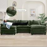 Oprisen 120" Modular Sectional Sofa, Comfy Cloud Couch Sectional Sofa with Ottoman, Chenille Sofa Sleeper Deep Seat Sofa with Throw Pillows for Living Room (Green, 120"- U Shape)