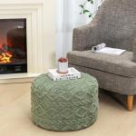 Poofieotto Round Pouf Ottoman Stuffed 20x12 Inches Floor Pouf Chair for Living Room Bedroom Modern Foam Pouf Ottoman Foot Rest for Couch Home Decor Pouffe Sage Green