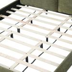 Merax California King Size Boucle Fabric Upholstered Platform Bed with Two Removable Pillow Headboard, Wood Bed Frame with Solid Round Legs for Kids Teens Adults, Olive Green