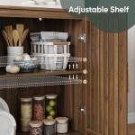 Smart FENDEE Sideboard Cabinet, 31.5" W Farmhouse Buffet Cabinet with Slatted Doors & Adjustable Shelf, Wood Coffee Bar Storage Station for Kitchen, Dining Room, Living Room, Entryway, Walnut Color