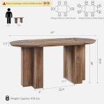 OKD 63 Inch Modern Wood Oval Dining Table for 4-6, Dining Room Table with Stable T-Shaped Base & Metal Frame & Thick Tabletop, Sturdy Kitchen Table for Dinner Room, Kitchen, Gathering, Rustic Oak