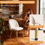 Lightdot Dining Chairs Set of 2, Velvet Comfortable Seats, Mid-Century Modern Living Room Chairs, Upholstered Kitchen Chairs with Wooden Legs and Padded Seat for Bedroom Office, Easy Assembly, Beige