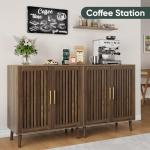 Smart FENDEE Sideboard Cabinet, 31.5" W Farmhouse Buffet Cabinet with Slatted Doors & Adjustable Shelf, Wood Coffee Bar Storage Station for Kitchen, Dining Room, Living Room, Entryway, Walnut Color