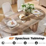 OKD 63 Inch Modern Wood Oval Dining Table for 4-6, Dining Room Table with Stable T-Shaped Base & Metal Frame & Thick Tabletop, Sturdy Kitchen Table for Dinner Room, Kitchen, Gathering, Rustic Oak