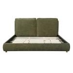 Merax California King Size Boucle Fabric Upholstered Platform Bed with Two Removable Pillow Headboard, Wood Bed Frame with Solid Round Legs for Kids Teens Adults, Olive Green