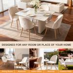 Lightdot Dining Chairs Set of 2, Velvet Comfortable Seats, Mid-Century Modern Living Room Chairs, Upholstered Kitchen Chairs with Wooden Legs and Padded Seat for Bedroom Office, Easy Assembly, Beige