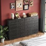 WLIVE Tall Dresser for Bedroom with 12 Drawers, Dressers & Chests of Drawers, Fabric Dresser for Closet, Living Room, Storage Dressers with Storage Drawers, Wood Top, Charcoal Black Wood Grain Print