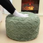 Poofieotto Round Pouf Ottoman Stuffed 20x12 Inches Floor Pouf Chair for Living Room Bedroom Modern Foam Pouf Ottoman Foot Rest for Couch Home Decor Pouffe Sage Green