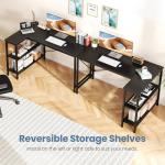 DUMOS L Shaped Desk 39 Inch Computer Desk Gaming Furniture Corner Desks Home Office PC Table with Reversible Storage Shelves for Writing Working Study Bedroom Dorm, Modern Black