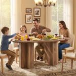 OKD 63 Inch Modern Wood Oval Dining Table for 4-6, Dining Room Table with Stable T-Shaped Base & Metal Frame & Thick Tabletop, Sturdy Kitchen Table for Dinner Room, Kitchen, Gathering, Rustic Oak