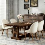 Lightdot Dining Chairs Set of 2, Velvet Comfortable Seats, Mid-Century Modern Living Room Chairs, Upholstered Kitchen Chairs with Wooden Legs and Padded Seat for Bedroom Office, Easy Assembly, Beige