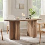 OKD 63 Inch Modern Wood Oval Dining Table for 4-6, Dining Room Table with Stable T-Shaped Base & Metal Frame & Thick Tabletop, Sturdy Kitchen Table for Dinner Room, Kitchen, Gathering, Rustic Oak