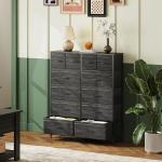WLIVE Tall Dresser for Bedroom with 12 Drawers, Dressers & Chests of Drawers, Fabric Dresser for Closet, Living Room, Storage Dressers with Storage Drawers, Wood Top, Charcoal Black Wood Grain Print