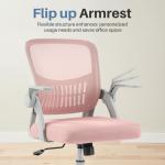 DUMOS Home Office Computer Chair - Ergonomic Mid Back Desk with Lumbar Support and Rocking Mode, Height Adjustable with Flip-up Armrest, for Conference Meeting Room, 360° Swivel, Adults, Pink