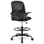 Ergonomic Tall Drafting Chair with Armrests - Black