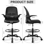 Ergonomic Tall Drafting Chair with Armrests - Black