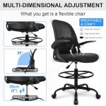 Ergonomic Tall Drafting Chair with Armrests - Black
