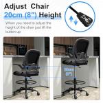 Ergonomic Tall Drafting Chair with Armrests - Black