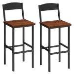 HOOBRO Bar Stools, Bar Stools Set of 2, Bar Chairs with Footrests, Bar Stools with Back, 25.8" Counter Height Bar Stools, for Kitchen Island, Living Room, Bar, Cafe, Black and Walnut BH22BY01G1