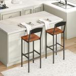 HOOBRO Bar Stools, Bar Stools Set of 2, Bar Chairs with Footrests, Bar Stools with Back, 25.8" Counter Height Bar Stools, for Kitchen Island, Living Room, Bar, Cafe, Black and Walnut BH22BY01G1
