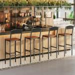 HOOBRO Bar Stools, Bar Stools Set of 2, Bar Chairs with Footrests, Bar Stools with Back, 25.8" Counter Height Bar Stools, for Kitchen Island, Living Room, Bar, Cafe, Black and Walnut BH22BY01G1