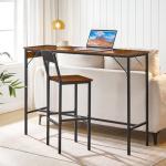 HOOBRO Bar Stools, Bar Stools Set of 2, Bar Chairs with Footrests, Bar Stools with Back, 25.8" Counter Height Bar Stools, for Kitchen Island, Living Room, Bar, Cafe, Black and Walnut BH22BY01G1