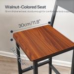 HOOBRO Bar Stools, Bar Stools Set of 2, Bar Chairs with Footrests, Bar Stools with Back, 25.8" Counter Height Bar Stools, for Kitchen Island, Living Room, Bar, Cafe, Black and Walnut BH22BY01G1