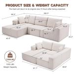 Beige 104" Modular L-Shape Sectional Sofa