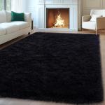 Large Fluffy Black Area Rug for Home
